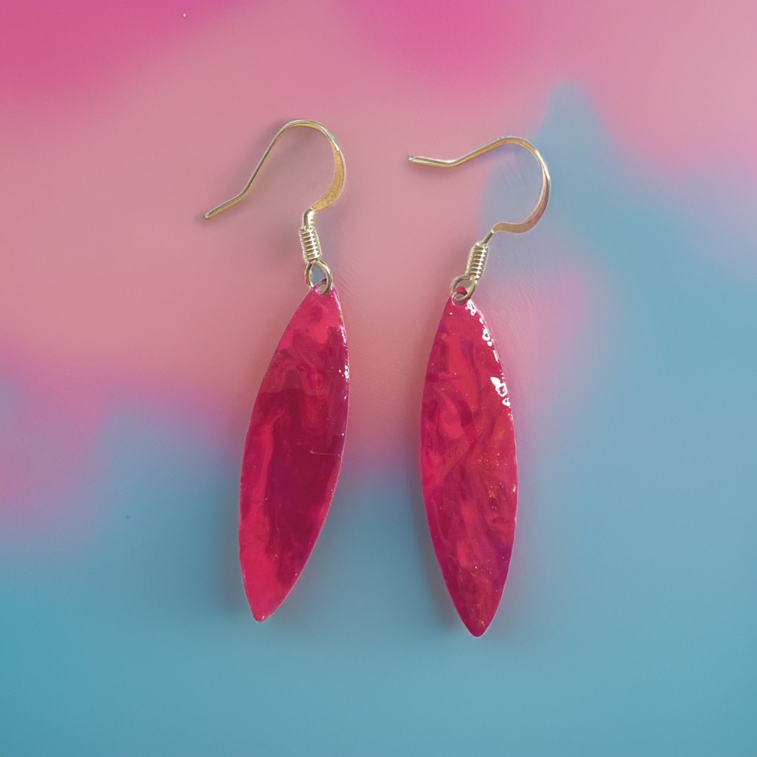 Pink Marble Mini Navette Lures of Love Earrings