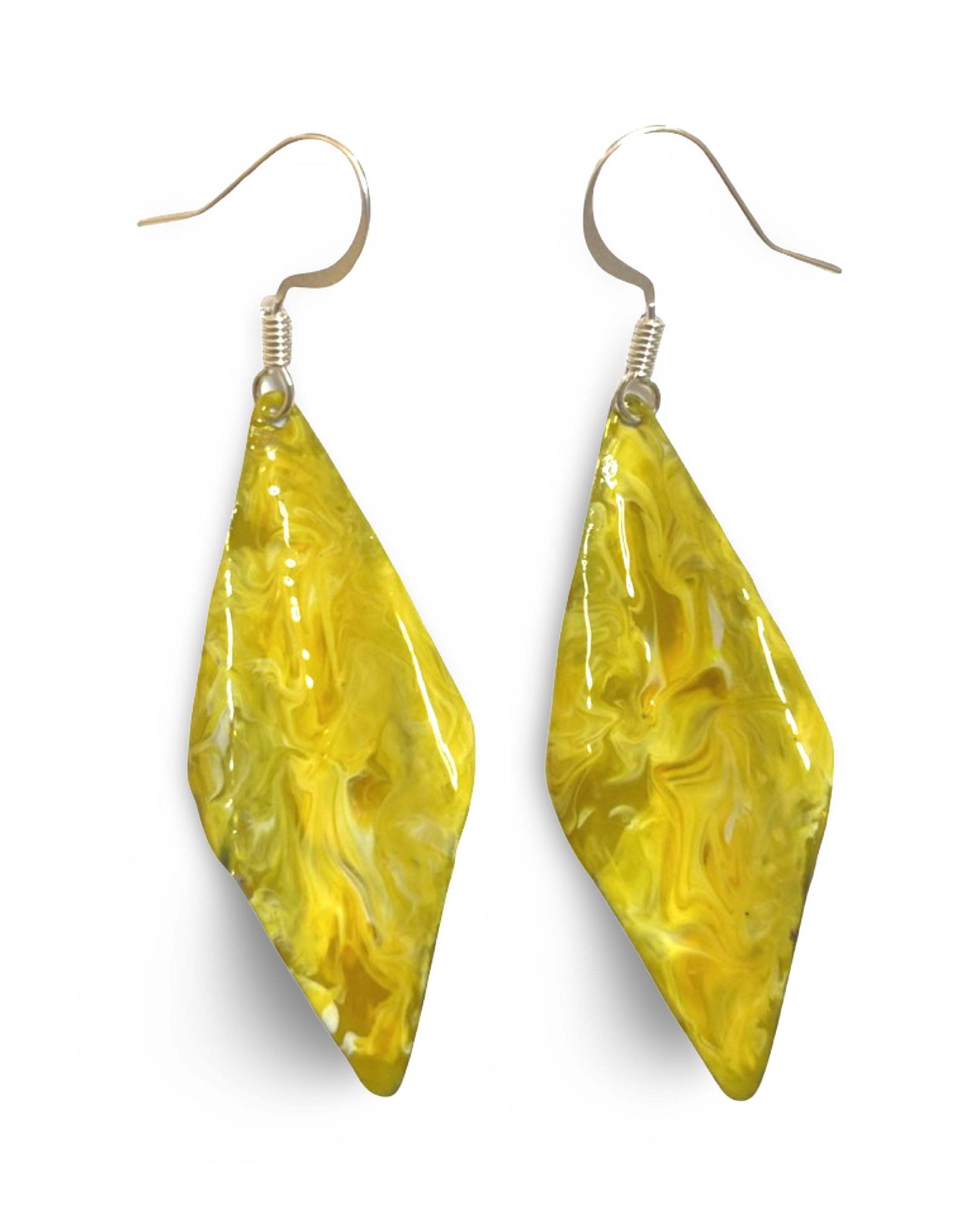 Yellow Marble Wavy Lures of Love Earrings