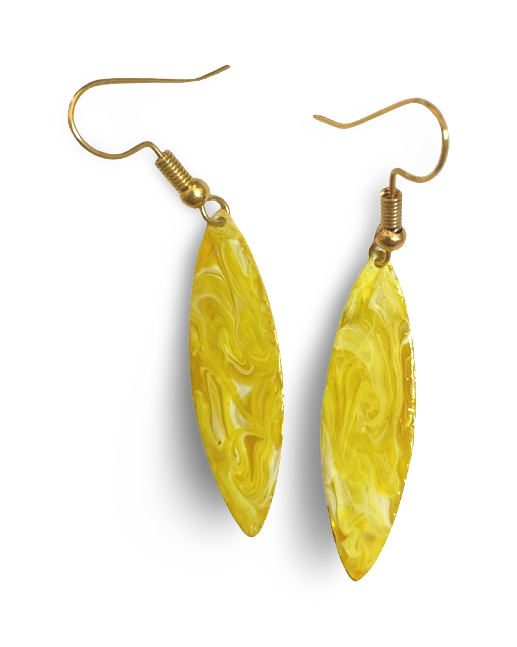 Yellow Marble Mini Navette Lures of Love Earrings