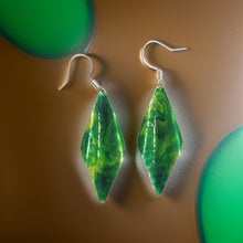 Load image into Gallery viewer, Green Yellow Marble Wavy Lures of Love Earrings
