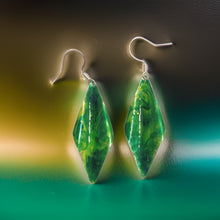 Load image into Gallery viewer, Green Yellow Marble Wavy Lures of Love Earrings
