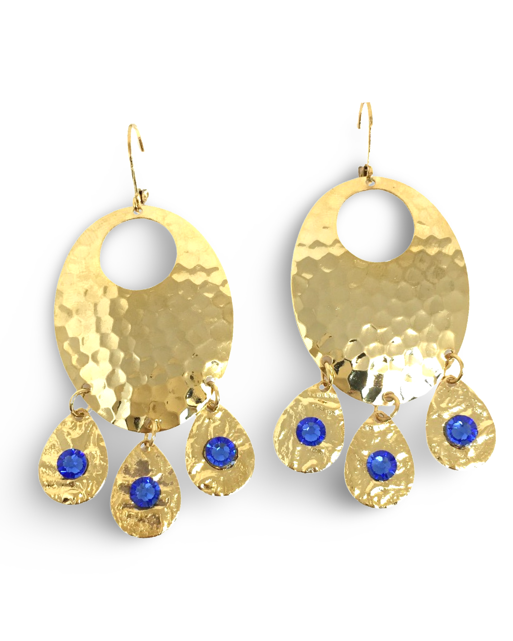 Hammered Sapphire Chandelier Earrings