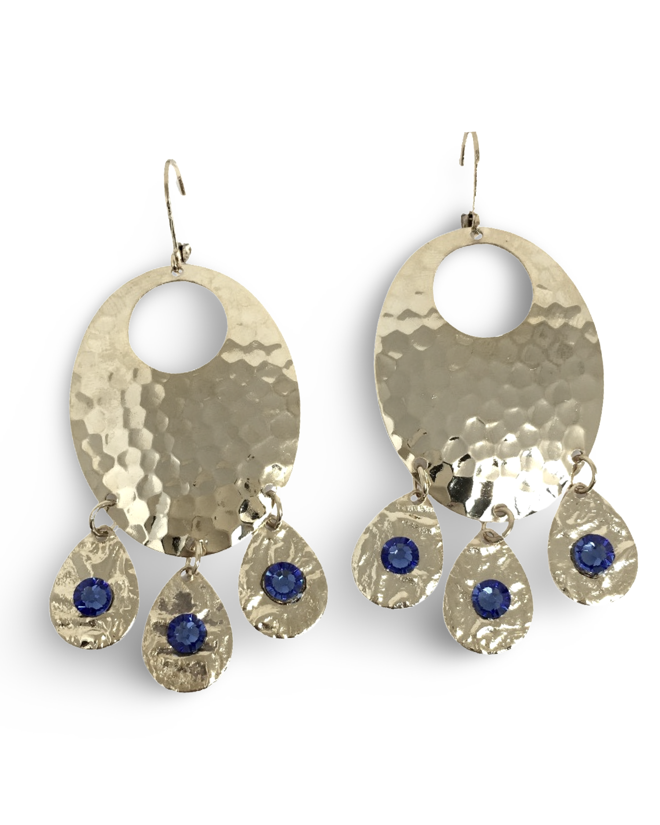 Hammered Sapphire Chandelier Earrings