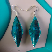 Load image into Gallery viewer, Blue Green Marble Wavy Lures of Love Earrings
