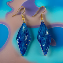 Load image into Gallery viewer, Blue Enamel Marble Wavy Earrings
