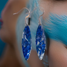 Load image into Gallery viewer, Blue Marble Mini Navette Lures of Love Earrings
