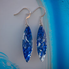 Load image into Gallery viewer, Blue Marble Mini Navette Lures of Love Earrings
