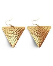 Load image into Gallery viewer, Art Deco Hand Painted Blue Green Triangle Earrings
