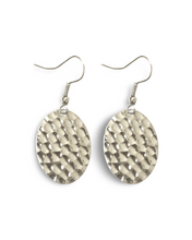 Load image into Gallery viewer, Hammered Small Flat Oval Dangle Earrings
