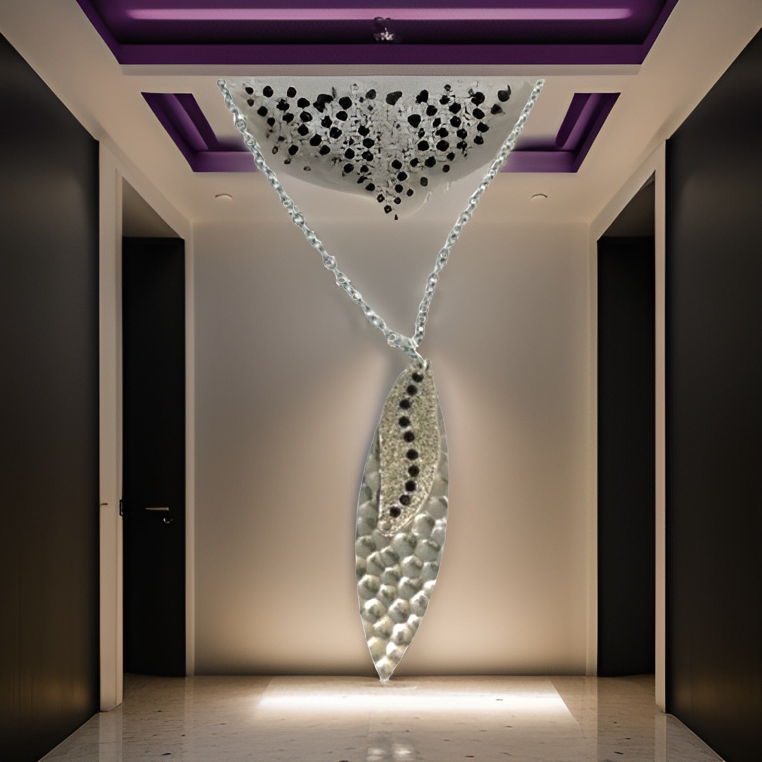 Gold Navette Sun Rays Silver Necklace