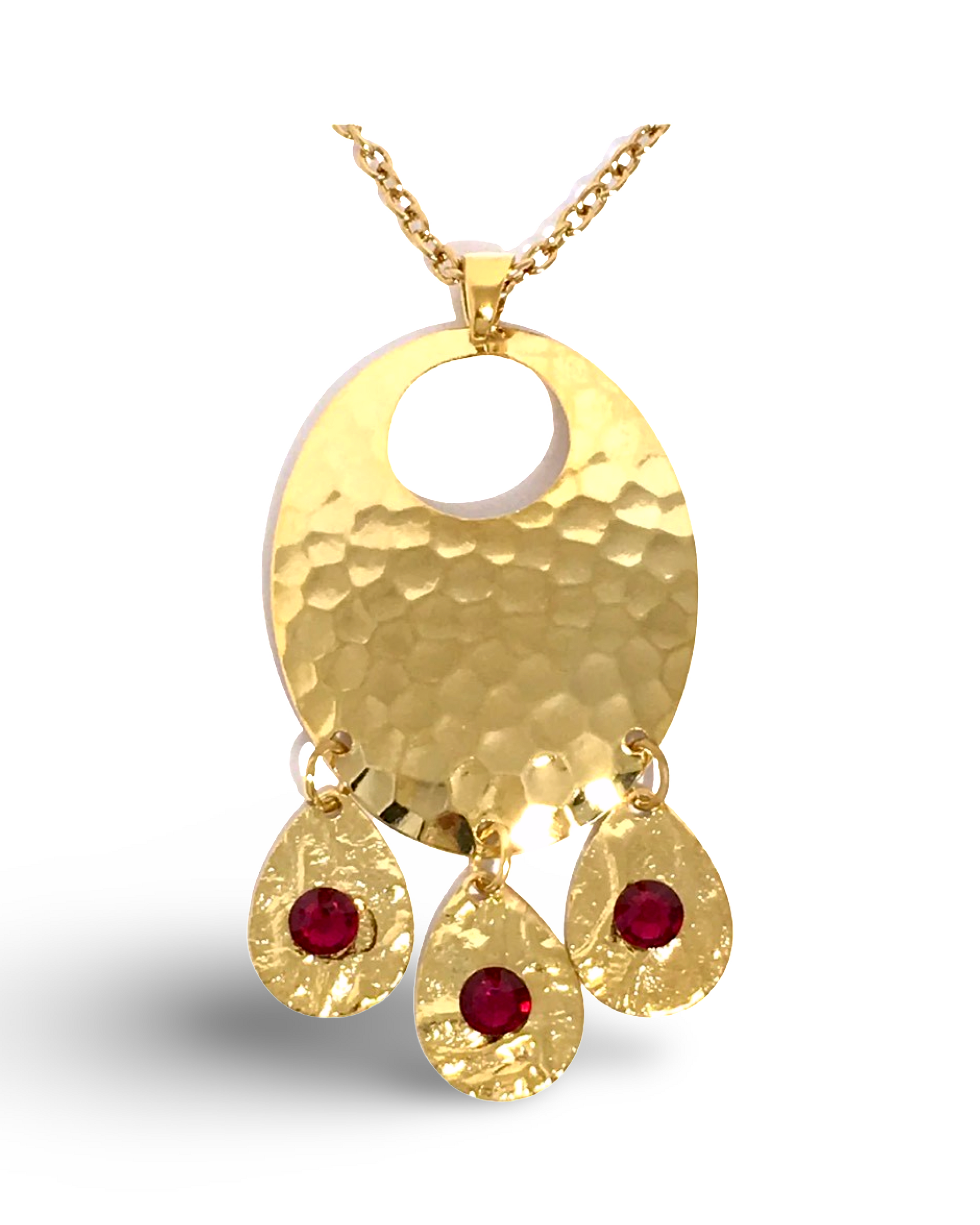 Hammered Ruby Chandelier Necklace