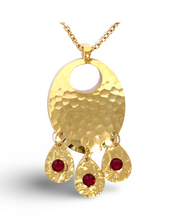 Load image into Gallery viewer, Hammered Ruby Chandelier Necklace
