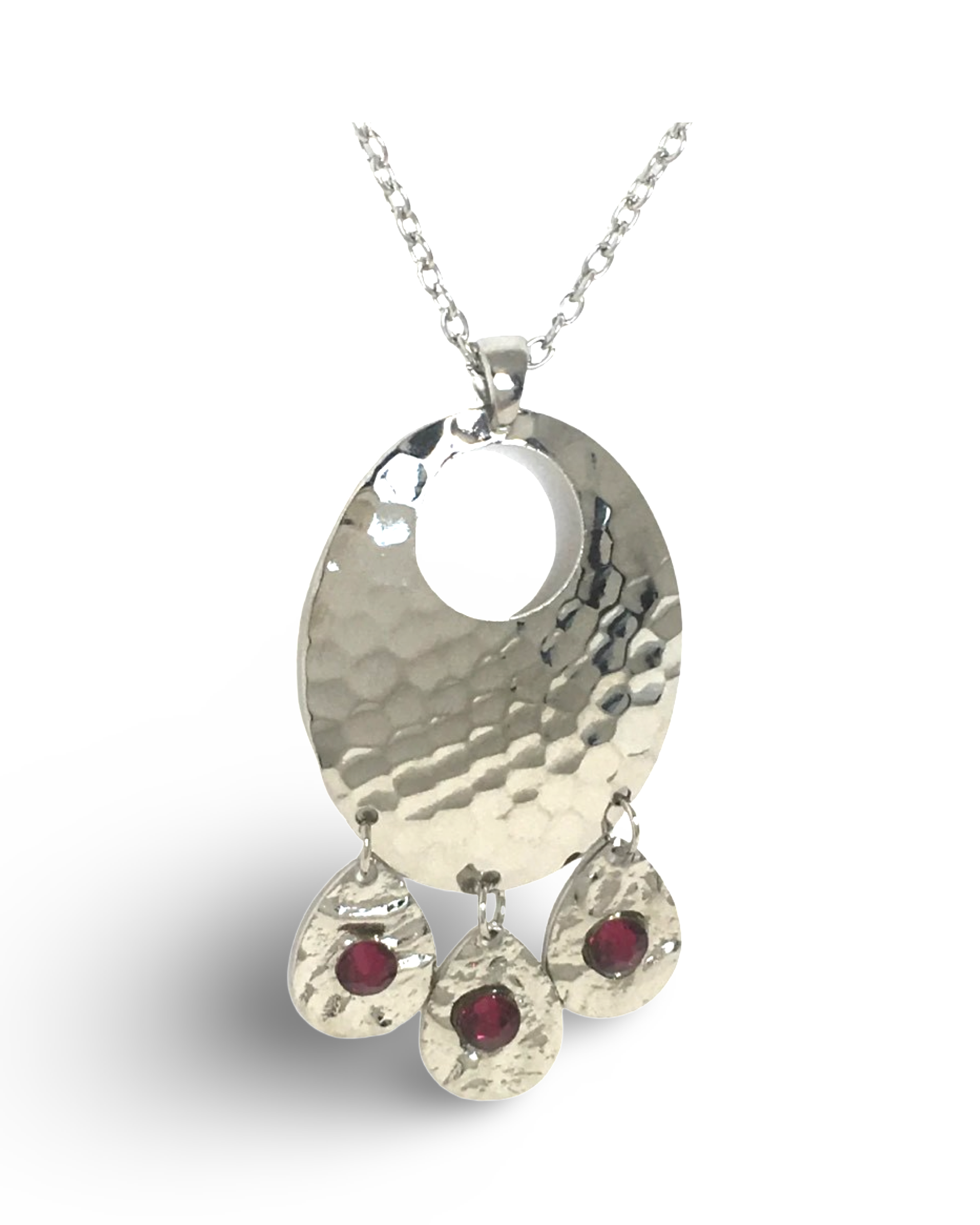 Hammered Ruby Chandelier Necklace