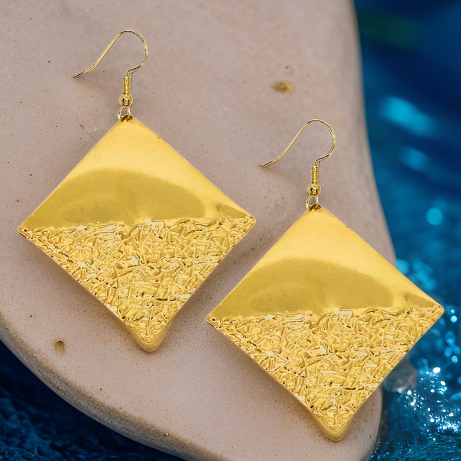 Diamond Shaped Textured Tulum Earrings by The Urban Charm