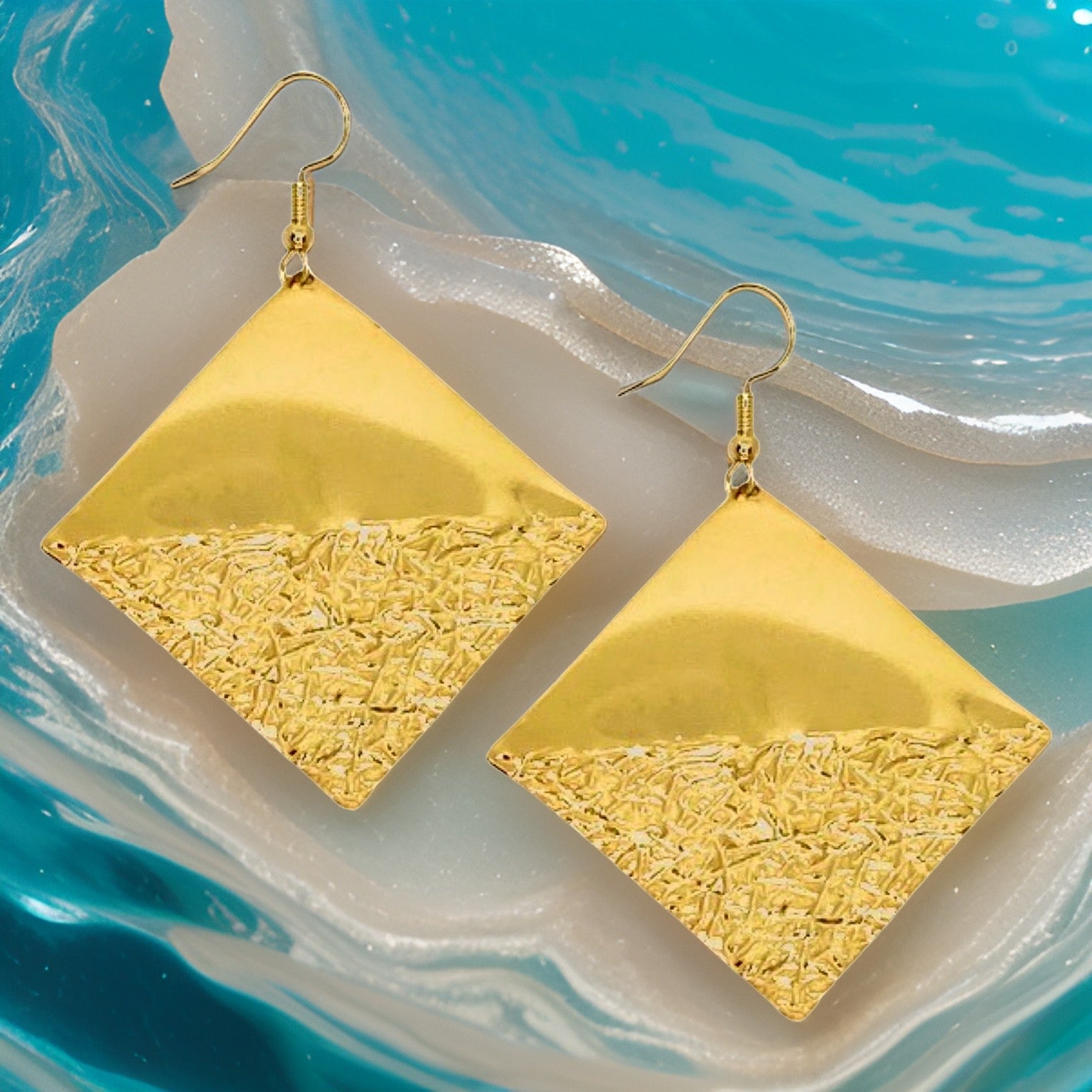 Diamond Shaped Textured Tulum Earrings by The Urban Charm