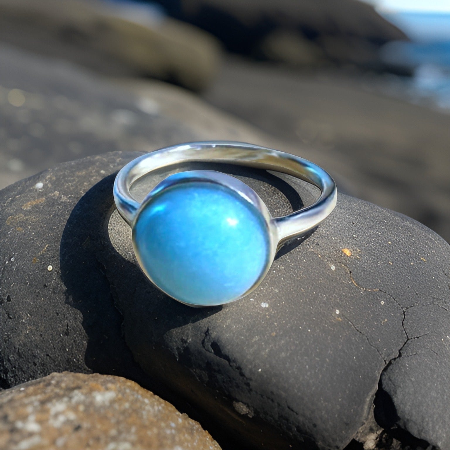Turquoise Gemstone Round Ring