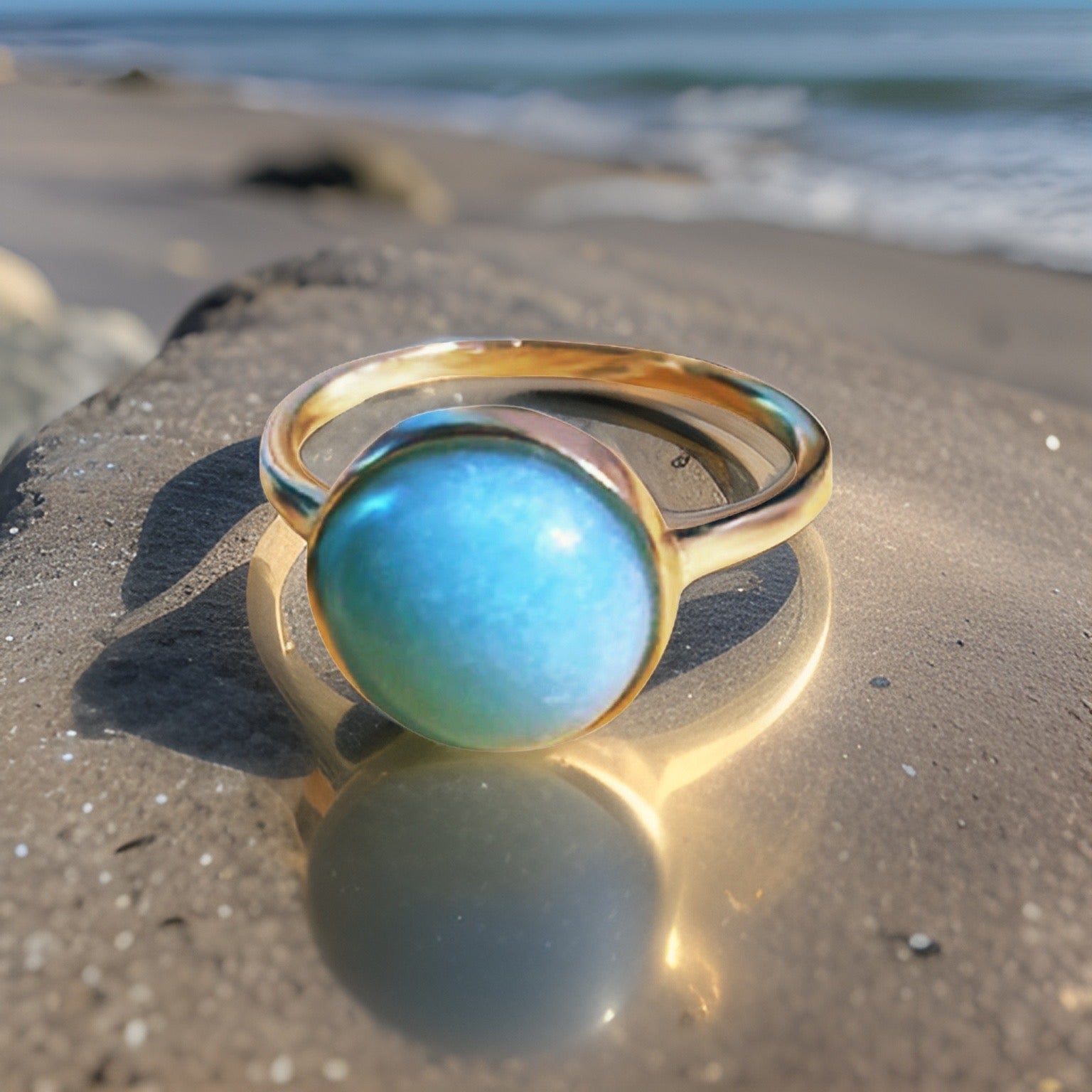 Turquoise Gemstone Round Ring – The Urban Charm