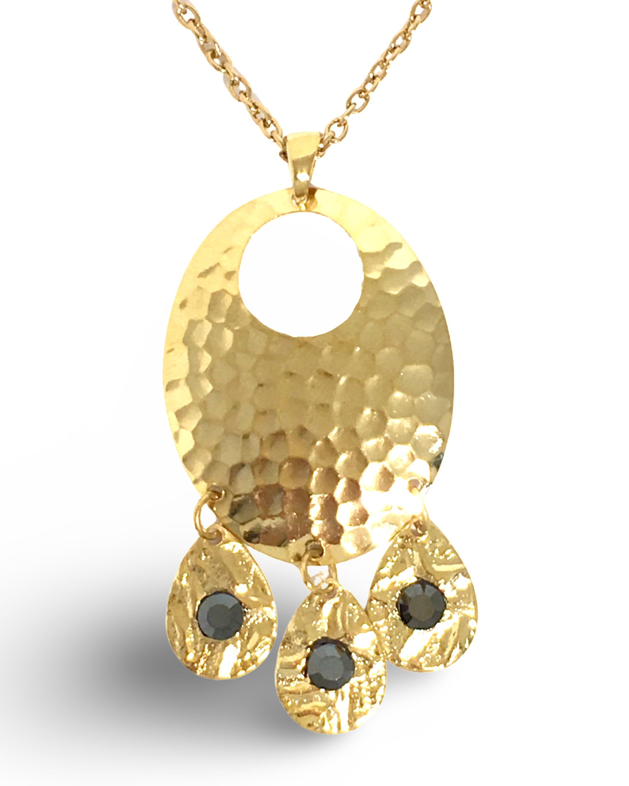 Hammered Jet Black Chandelier Necklace