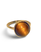 Load image into Gallery viewer, Tiger’s Eye Gemstone Round Ring
