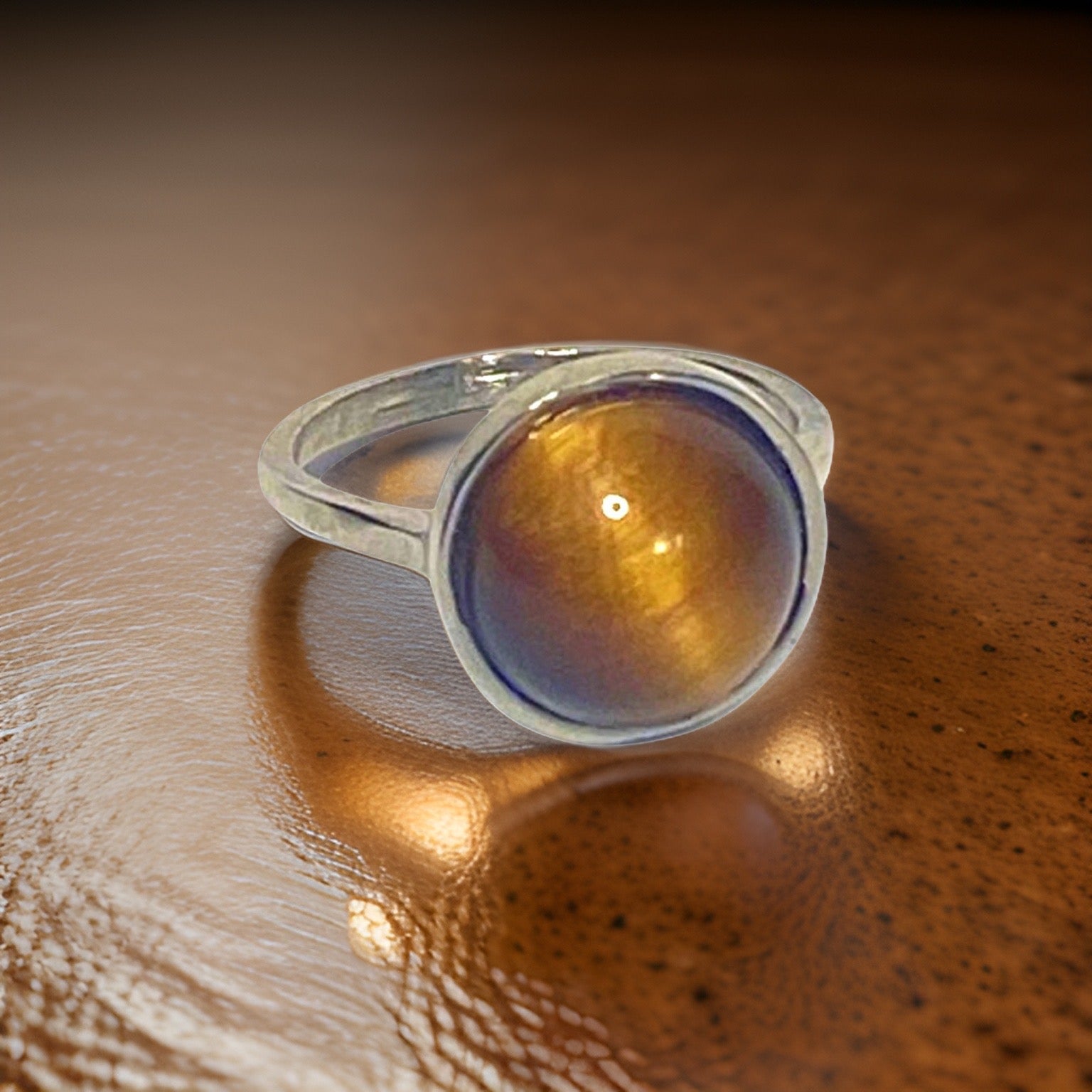 Tiger’s Eye Gemstone Round Ring