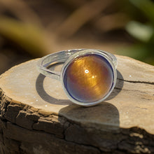 Load image into Gallery viewer, Tiger’s Eye Gemstone Round Ring
