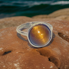 Load image into Gallery viewer, Tiger’s Eye Gemstone Round Ring
