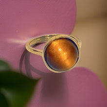 Load image into Gallery viewer, Tiger’s Eye Gemstone Round Ring
