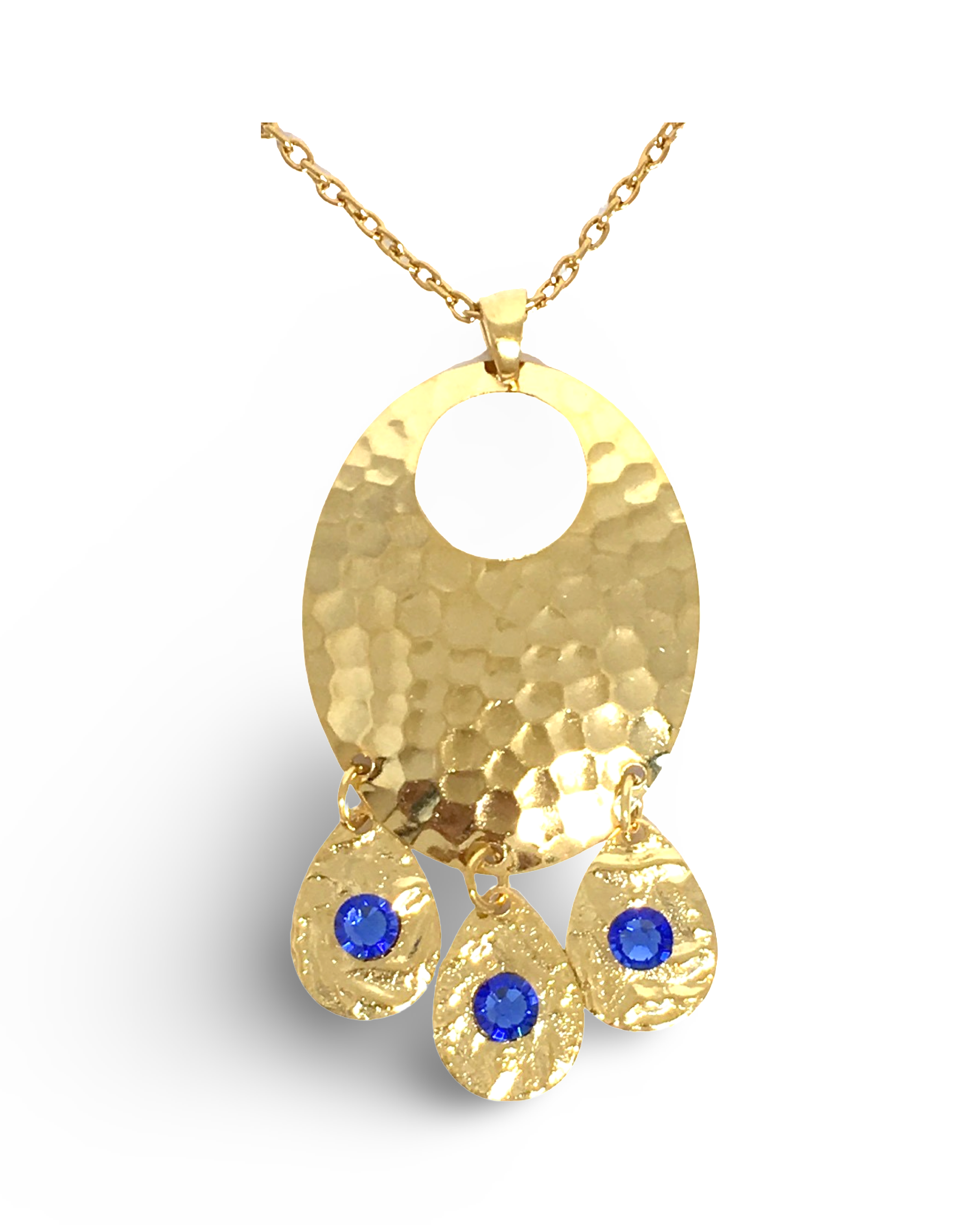 Hammered Sapphire Chandelier Necklace