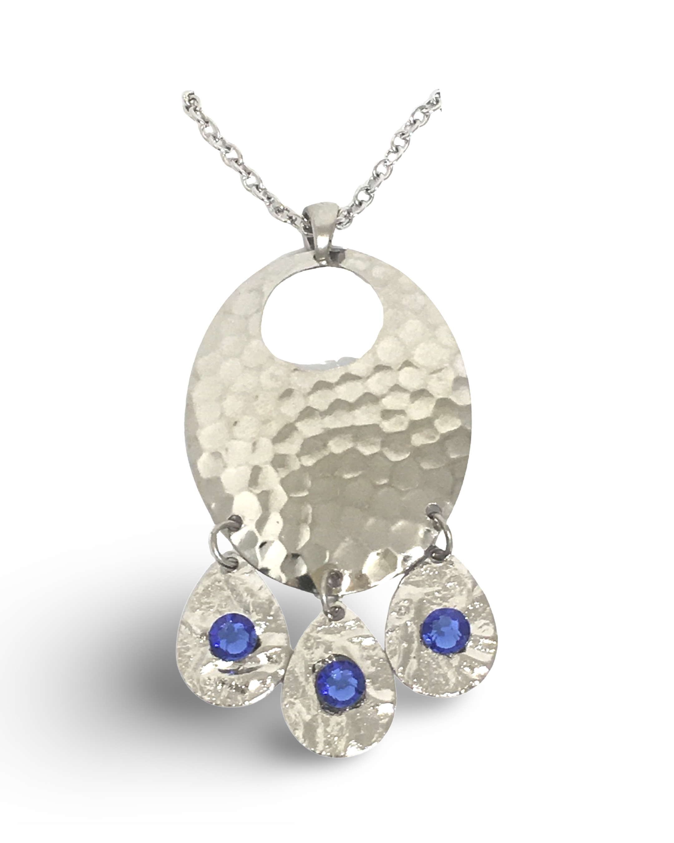 Hammered Sapphire Chandelier Necklace