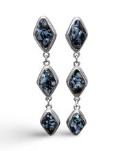 Load image into Gallery viewer, Natural Snow Obsidian and Silver Tier Drop Earrings by The Urban Charm
