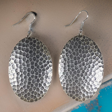 Load image into Gallery viewer, Hammered Oval Domed Dangle Earrings
