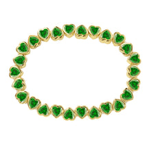 Load image into Gallery viewer, Stretchy Bezel Heart Bracelet Emerald
