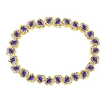 Load image into Gallery viewer, Stretchy Bezel Heart Bracelet Purple
