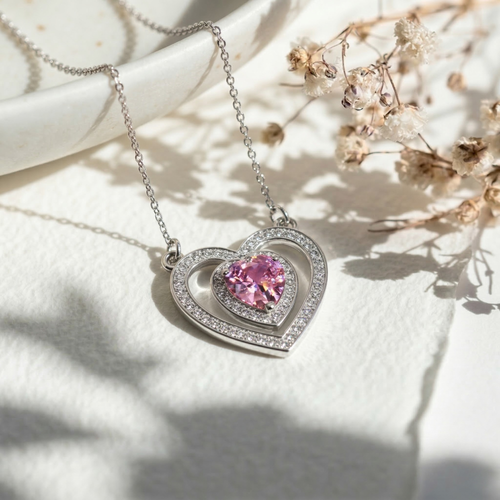 Double Heart Pendant Necklace