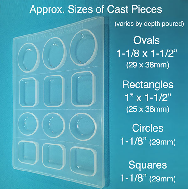 Medium Resin Mold Set in silicone, with cropping template (stencil)