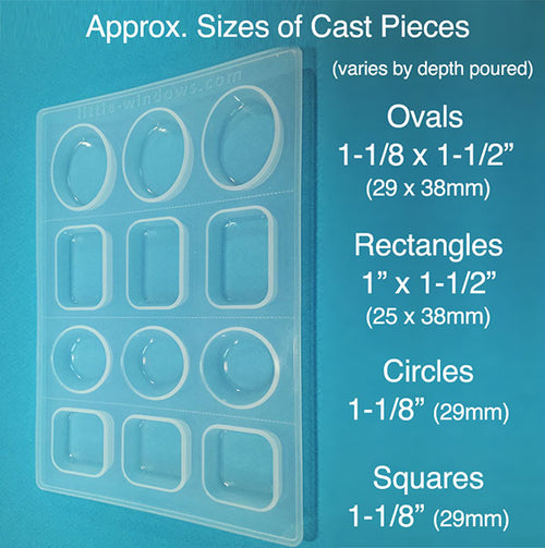 Medium Resin Mold Set in silicone, with cropping template (stencil)