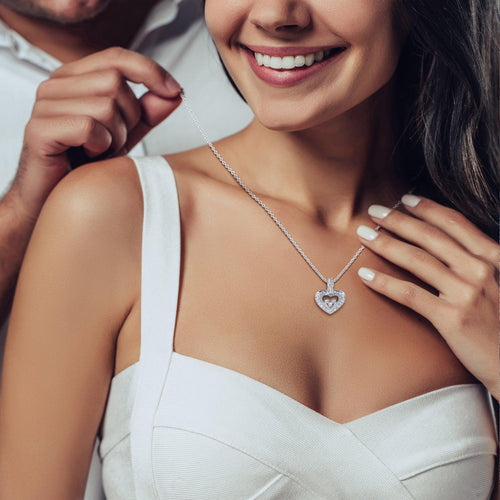 TRYNDI™ To My Wife Floating Heart Necklace With Authentic Swarovski Crystals