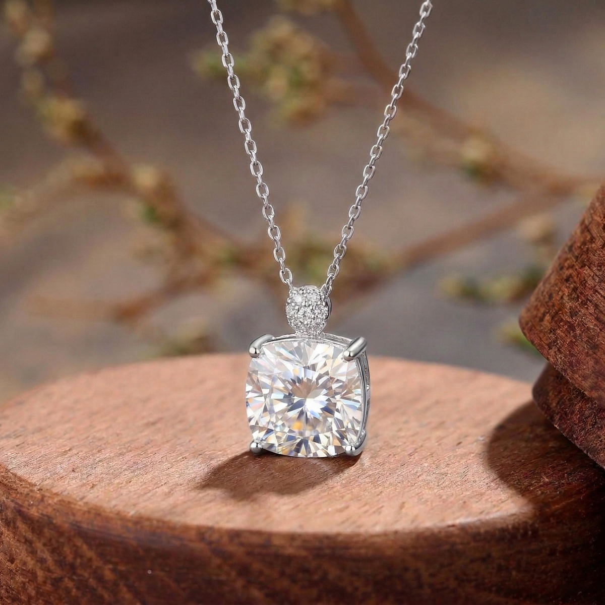 5.9CT (11.3mm) Cushion Cut Moissanite Diamond Necklace