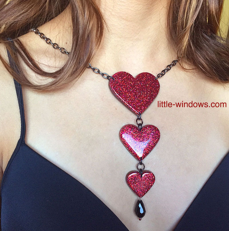 3-in-1 Heart Molds Set  (super shiny silicone, make solid hearts, open hearts, and heart dishes in 4 sizes)