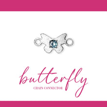 Load image into Gallery viewer, Butterfly Connector | Sterling Silver | 8.7mm | White Gemstone | 4pk
