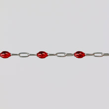Load image into Gallery viewer, Irena Permanent Jewelry Chain, Red Enamel Design, Cable Links, Available in Gold Filled and Sterling Silver

