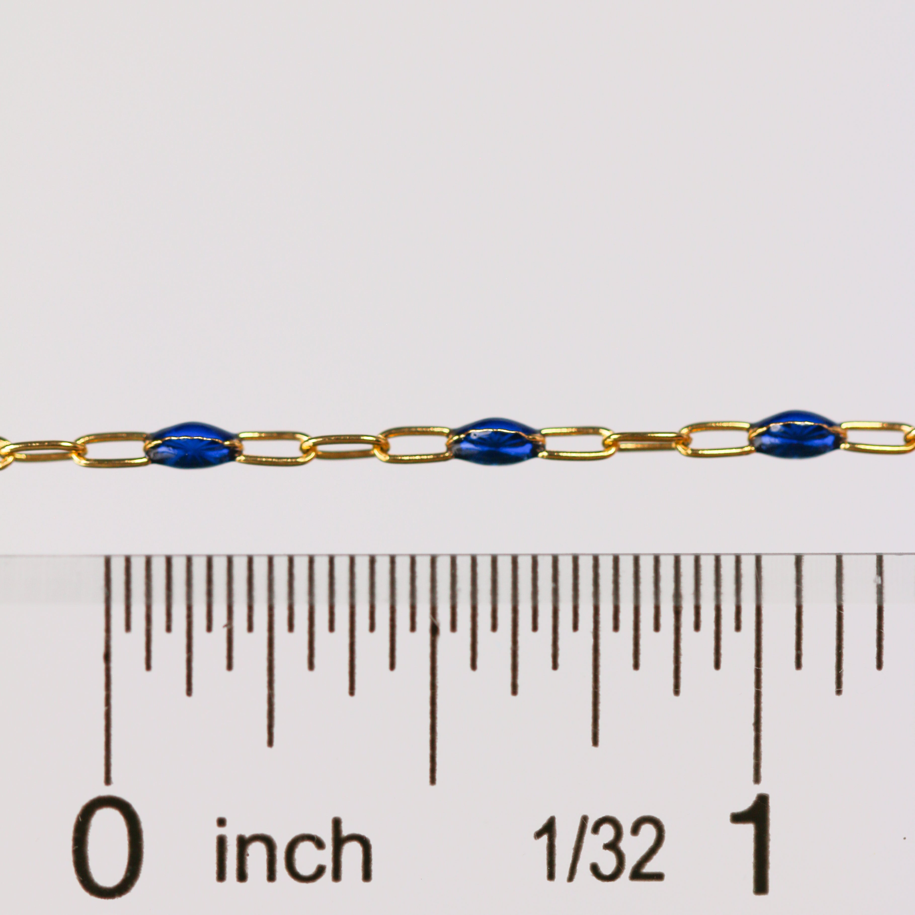 Fabiana Permanent Jewelry Chain, Blue Enamel Design, Cable Links, Available in Gold Filled and Sterling Silver