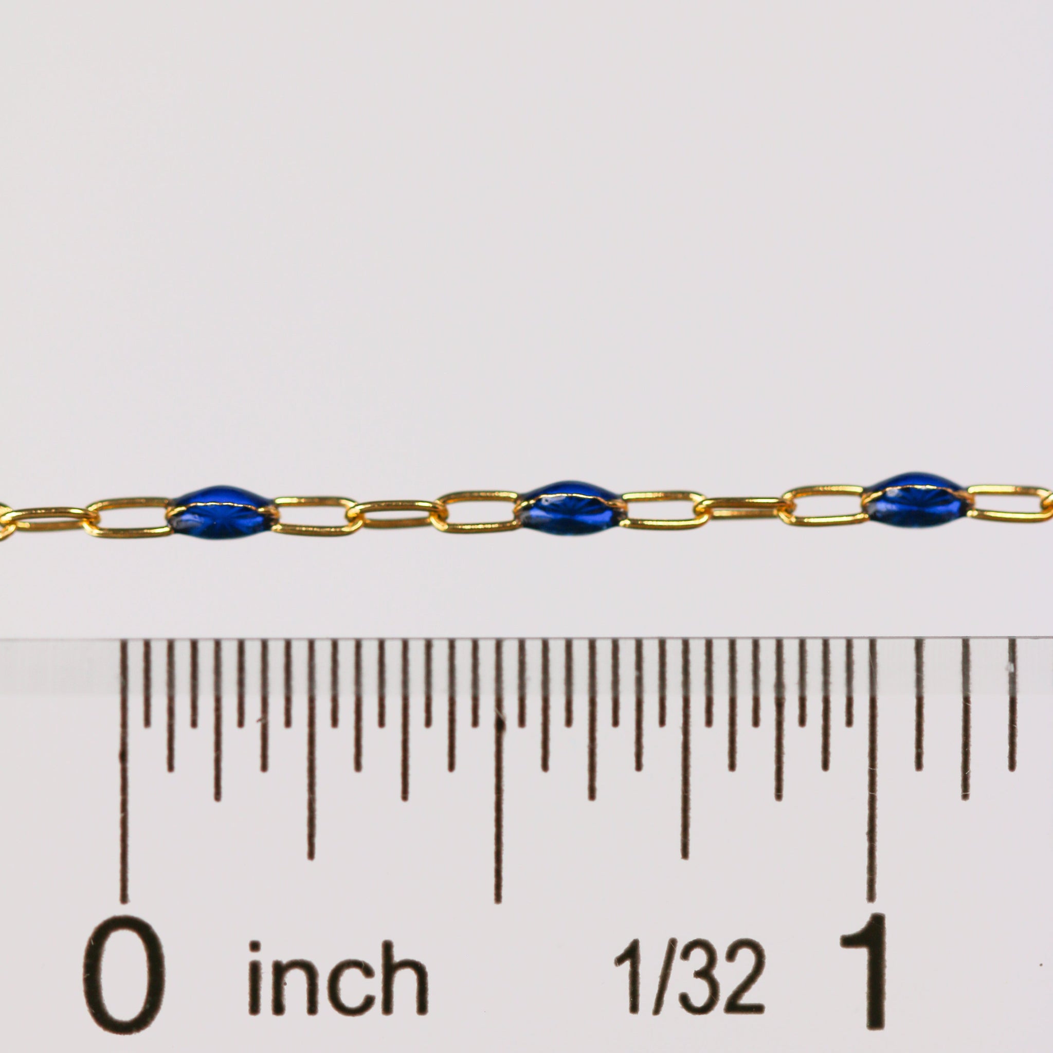 Fabiana Permanent Jewelry Chain, Blue Enamel Design, Cable Links, Available in Gold Filled and Sterling Silver