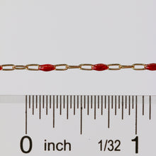 Load image into Gallery viewer, Irena Permanent Jewelry Chain, Red Enamel Design, Cable Links, Available in Gold Filled and Sterling Silver

