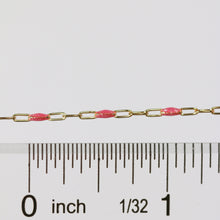 Load image into Gallery viewer, Lavinia Permanent Jewelry Chain, Pink Enamel Design, Cable Links, Available in Gold Filled and Sterling Silver
