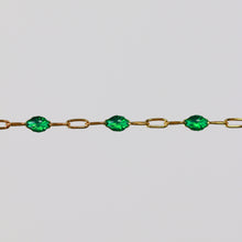 Load image into Gallery viewer, Esmerelda Permanent Jewelry Chain, Emerald Green Enamel Design, Cable Links, Available in Gold Filled and Sterling Silver

