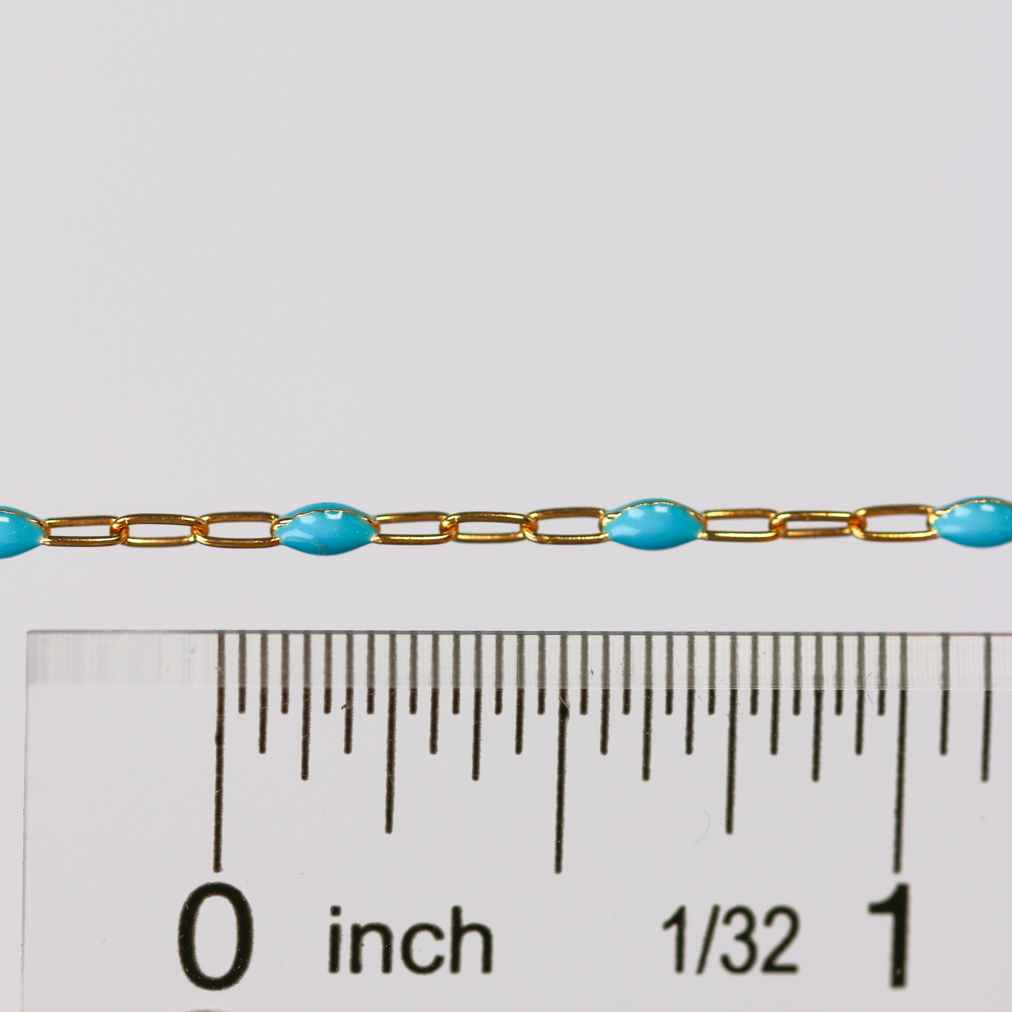 Nadia Permanent Jewelry Chain, Turquoise Enamel Design, Cable Links, Available in Gold Filled and Sterling Silver