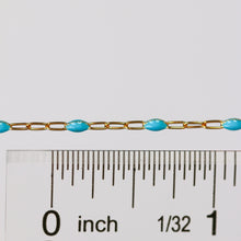 Load image into Gallery viewer, Nadia Permanent Jewelry Chain, Turquoise Enamel Design, Cable Links, Available in Gold Filled and Sterling Silver
