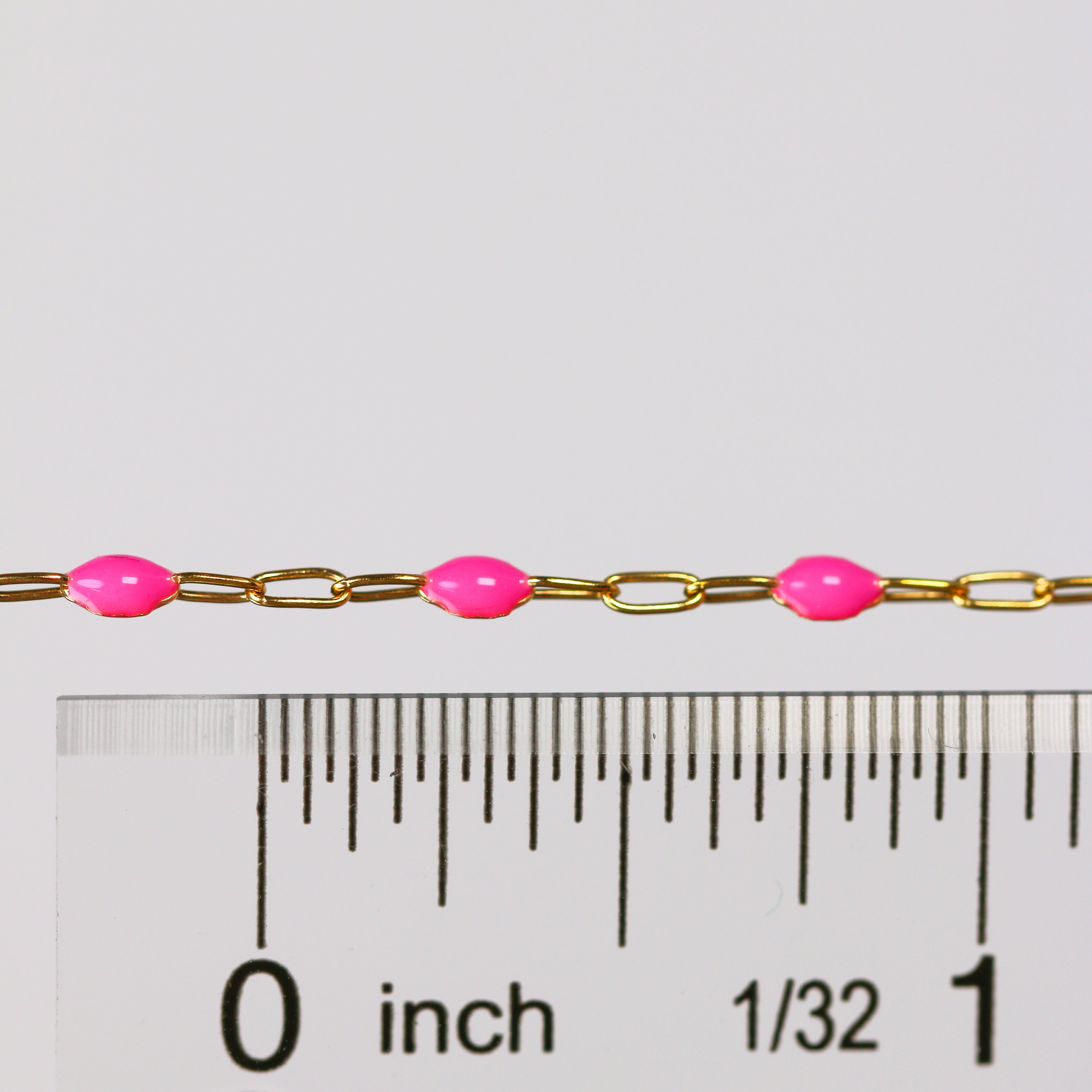 Leonora Permanent Jewelry Chain, Rose Enamel Design, Cable Links, Available in Gold Filled and Sterling Silver