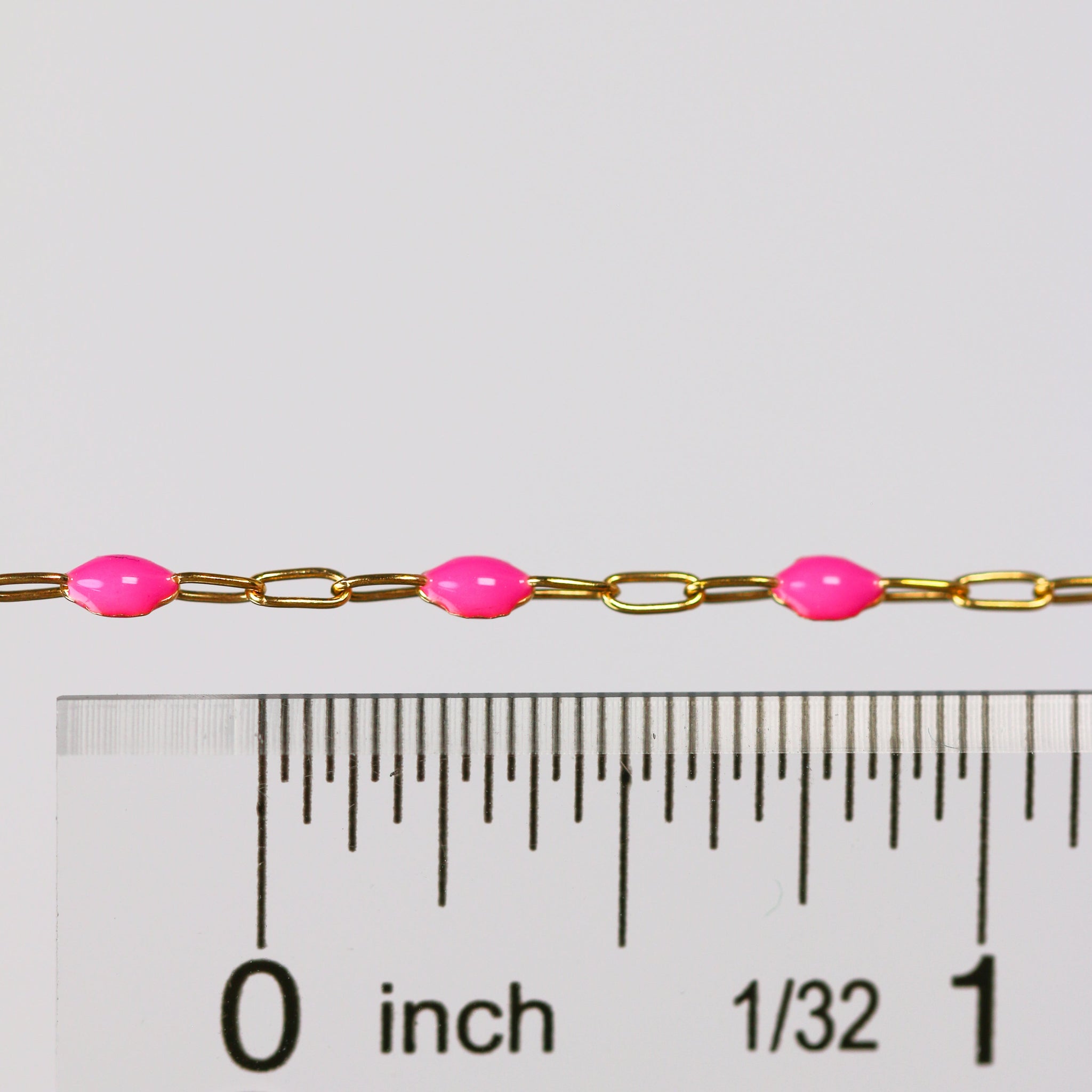 Leonora Permanent Jewelry Chain, Rose Enamel Design, Cable Links, Available in Gold Filled and Sterling Silver